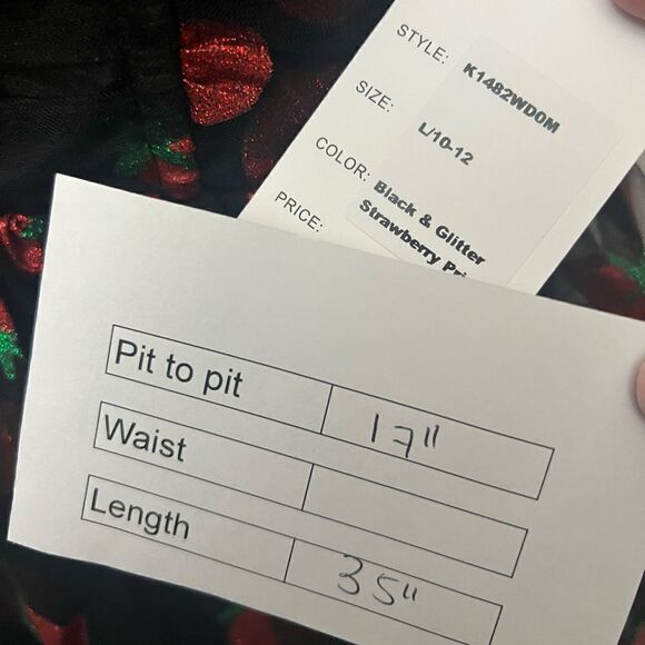 Unique Vintage Black Glitter Strawberry Print Babydoll Dress - Picture 13 of 13